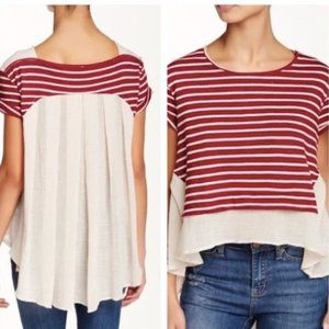 Free People French Kiss High Low Stripe Top